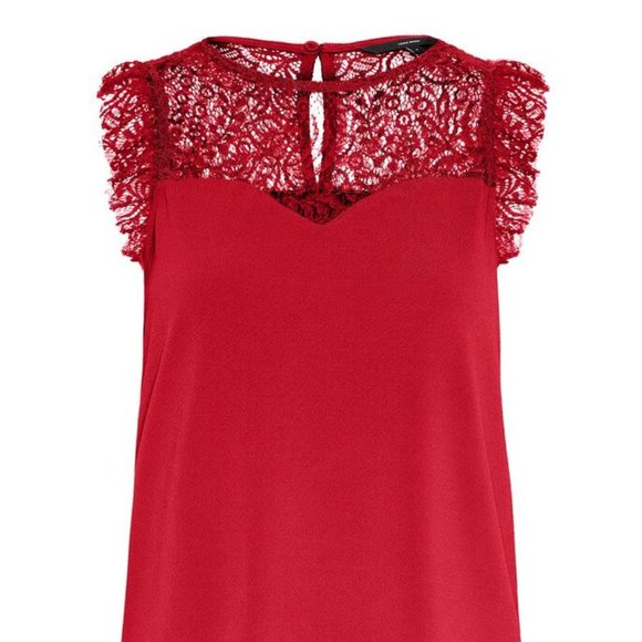 Top with a sweeth Red Lace Top VERO MODA - Picture 4 of 4